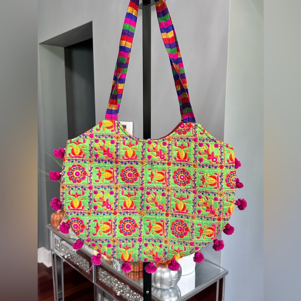 Colorful Embroidered Shoulder Bag